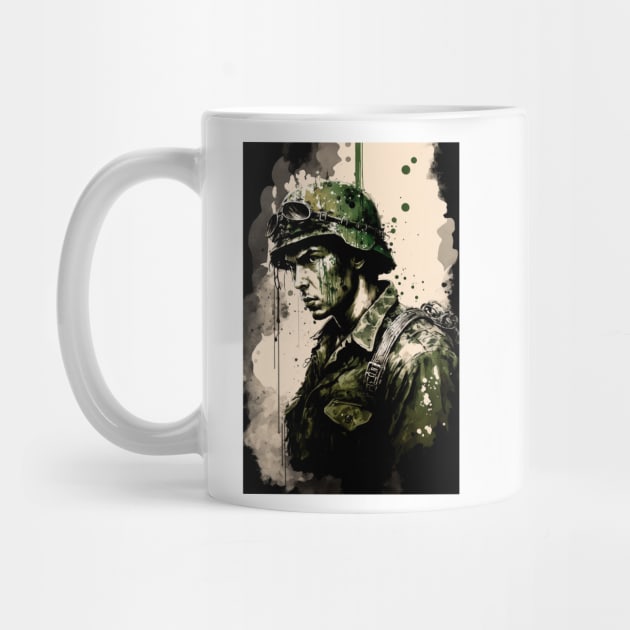 Vietnam Soldier Ink Painting by TortillaChief